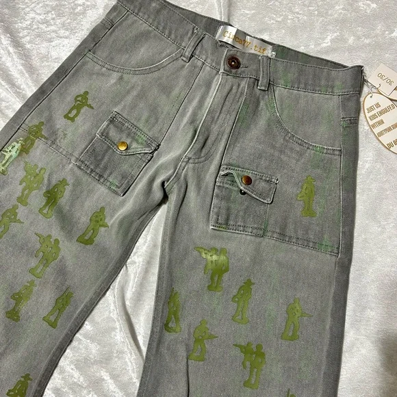 NWT DasYori Toy Soldier Men’s Flare Streetwear Jeans - Picture 2 of 11